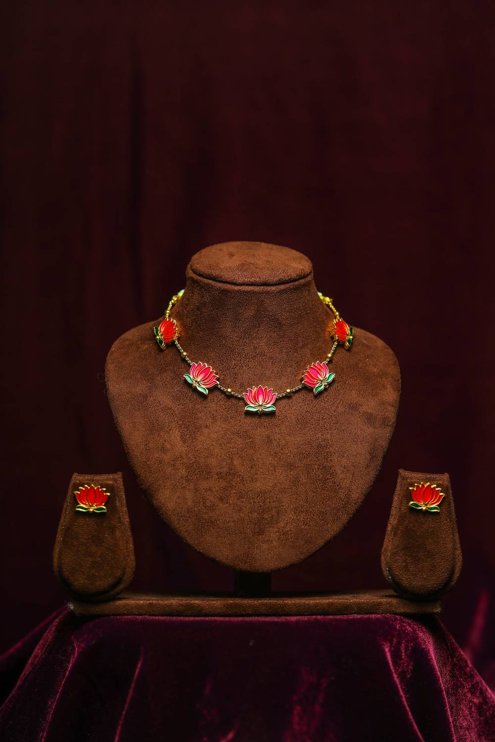  Kamal Bagh Meenakari Hand-Painted Lotus Choker Set