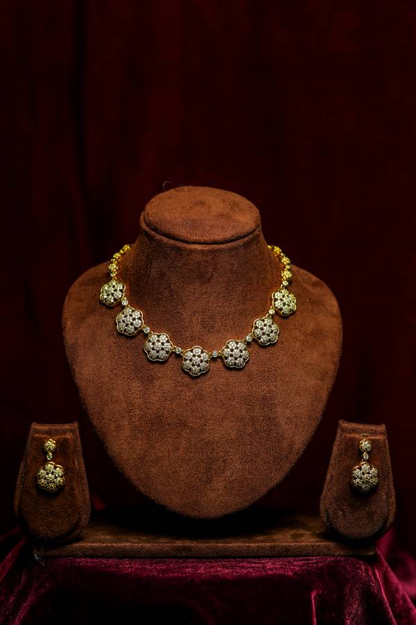 : Eternal Elegance Floral Diamond Choker & Drop Earring Set