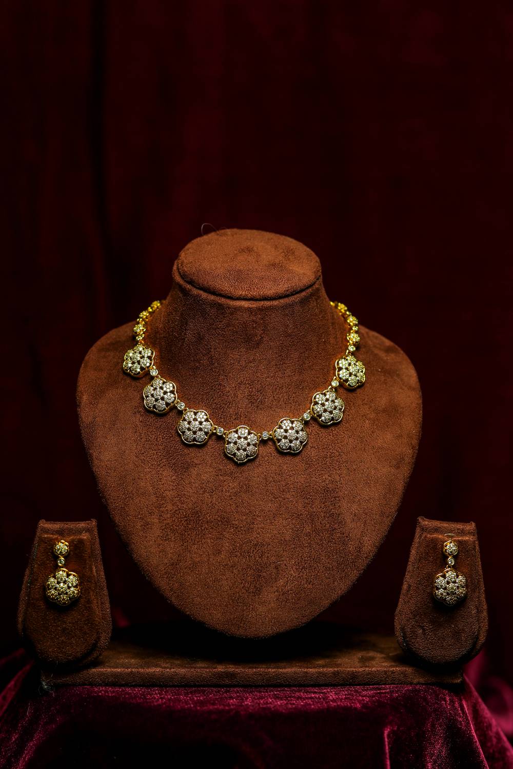 : Eternal Elegance Floral Diamond Choker & Drop Earring Set