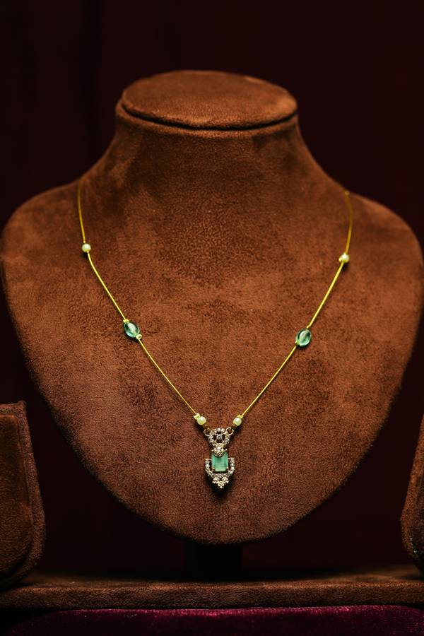 Dainty Mint Green Floating Pendant Invisible Chain Necklace