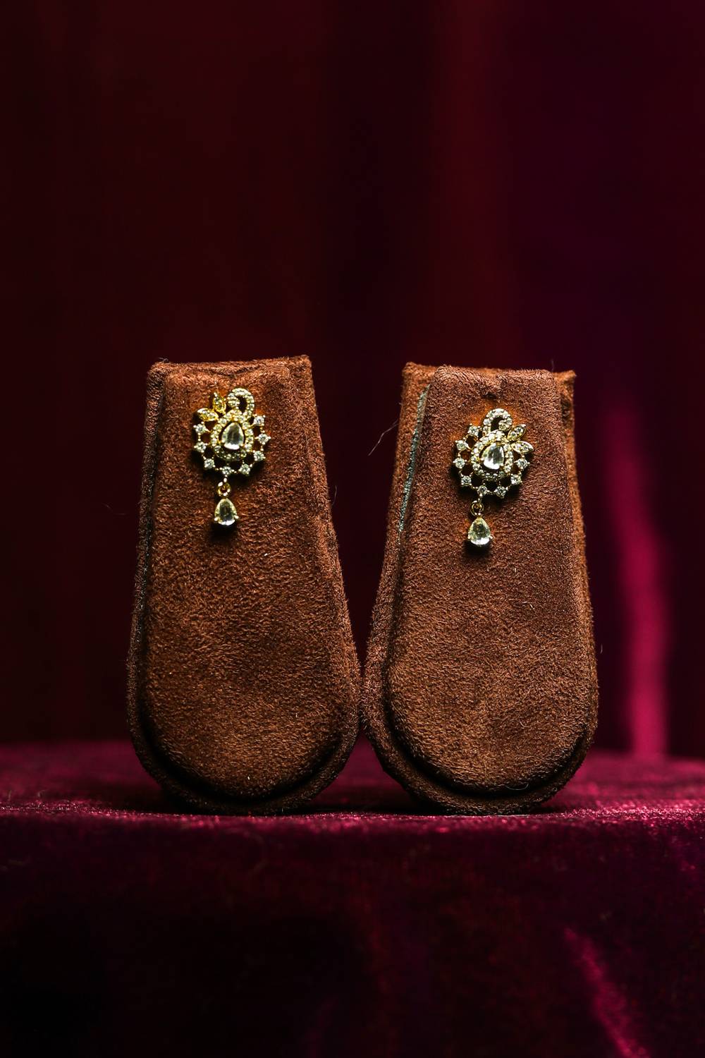 Heritage Kundan Floral Stud Earrings with Teardrop Drop