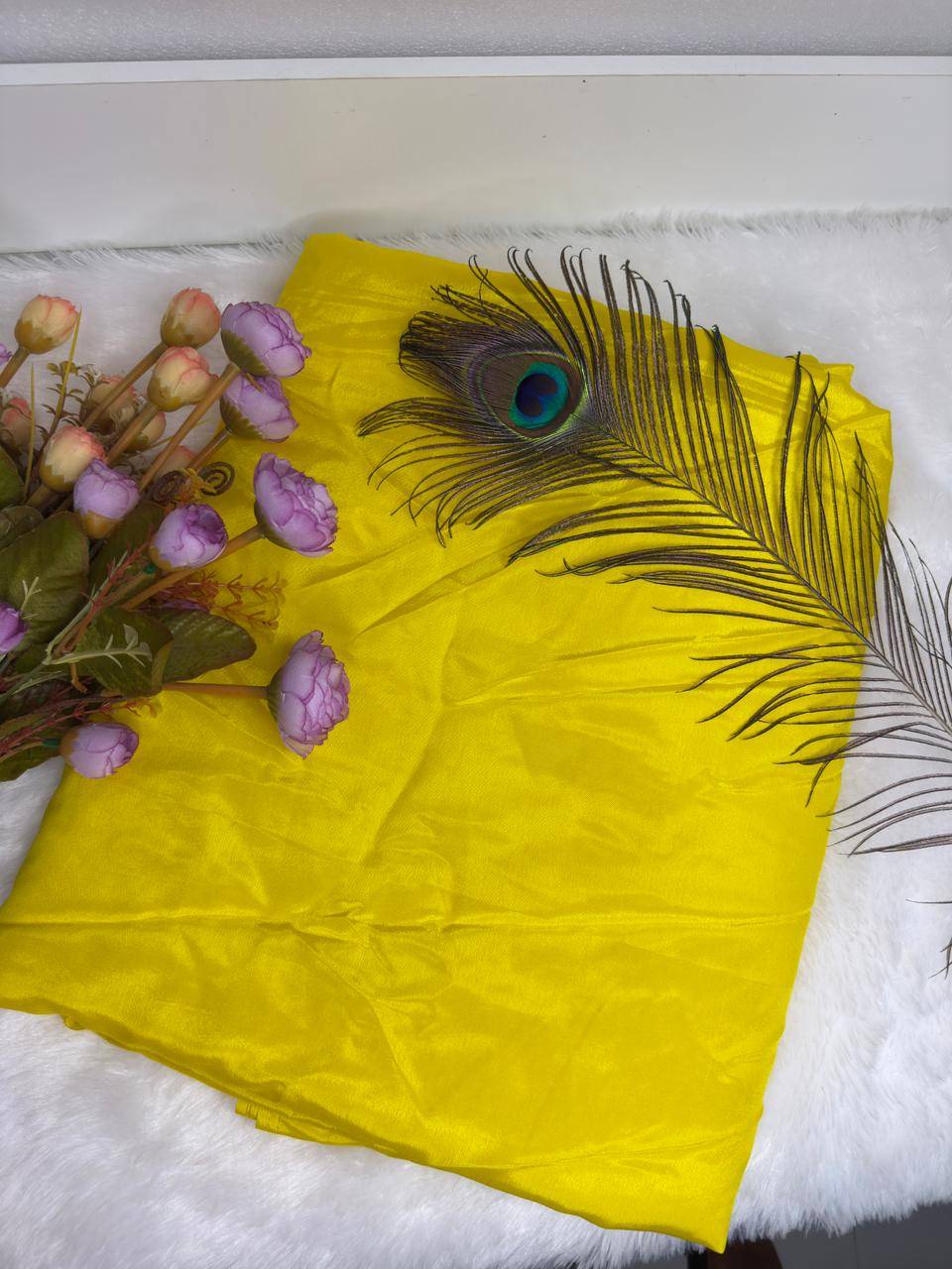 Vibrant Mustard Yellow Textured Tussar Raw Silk Long Saree