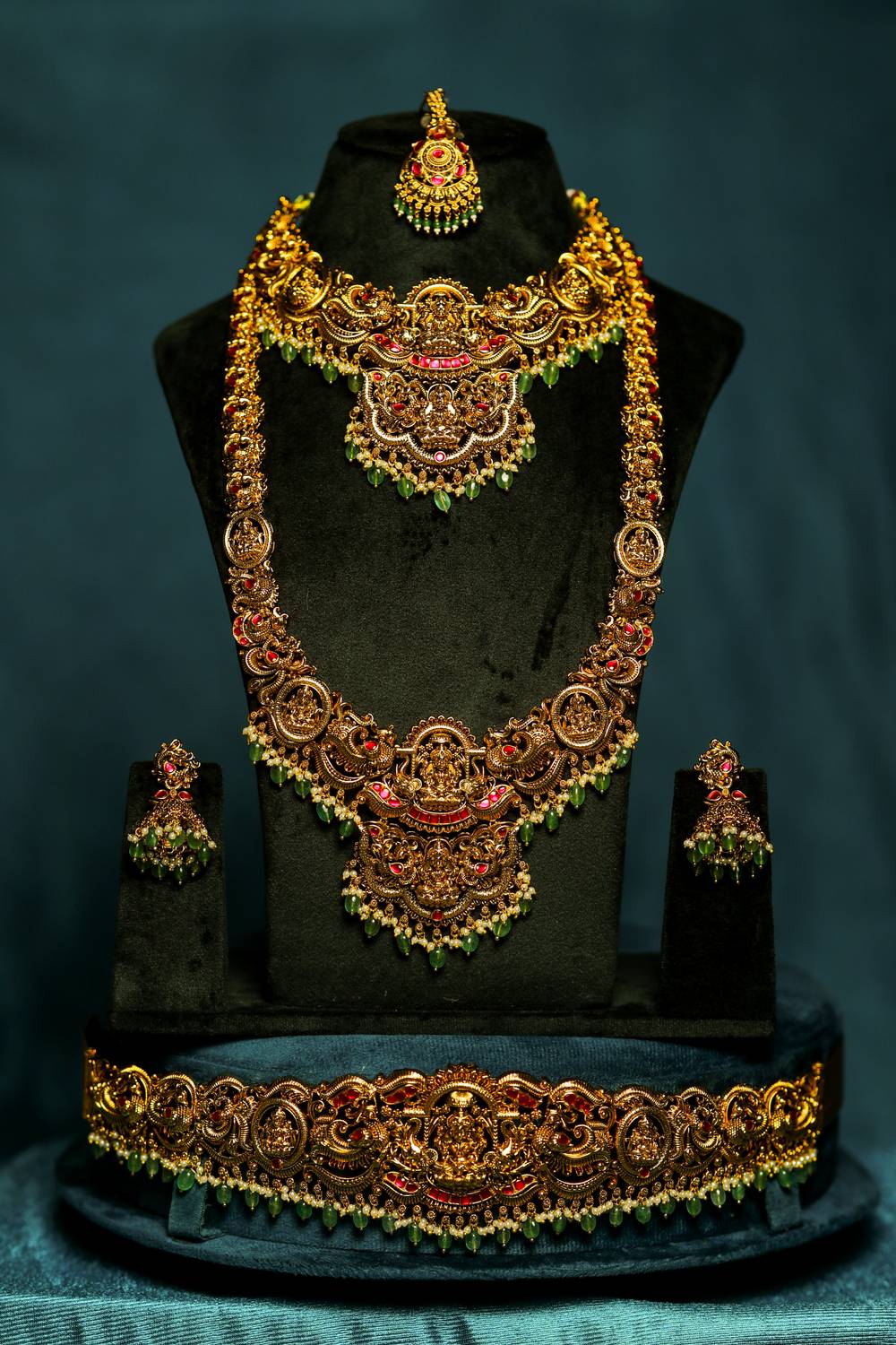 Premium Antique Lakshmi Temple Bridal Jewellery Set[5-Piece Combo]