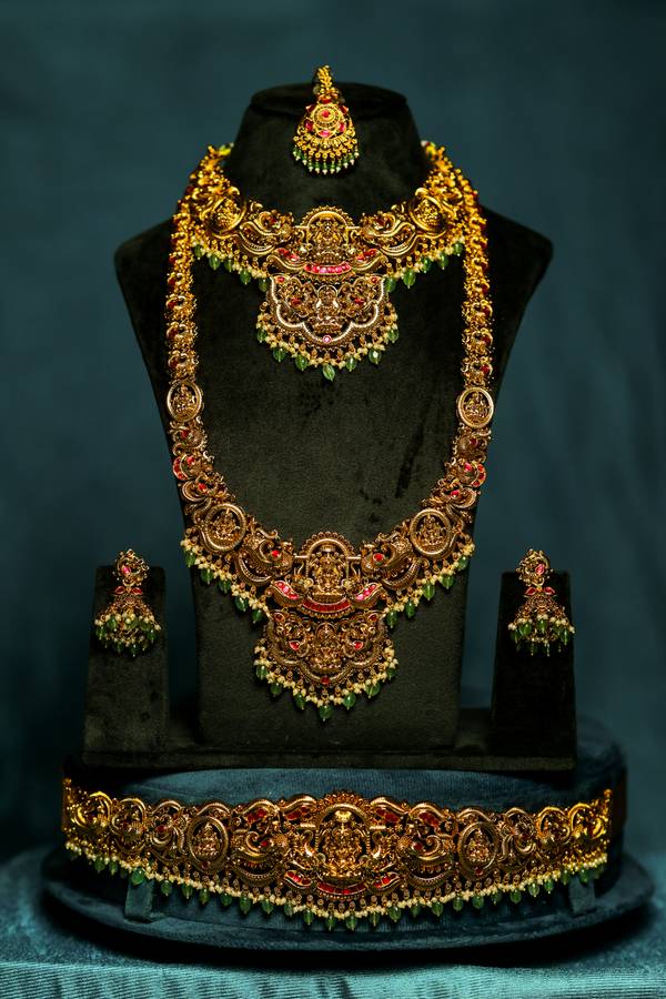 Premium Antique Lakshmi Temple Bridal Jewellery Set[5-Piece Combo]