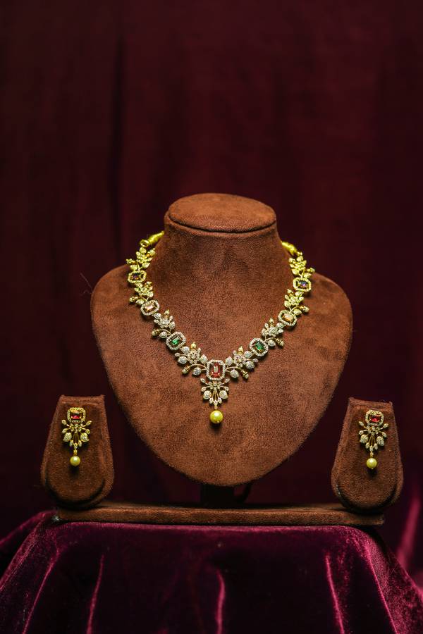  Vintage Floral Lattice Multi-Gemstone Necklace Set