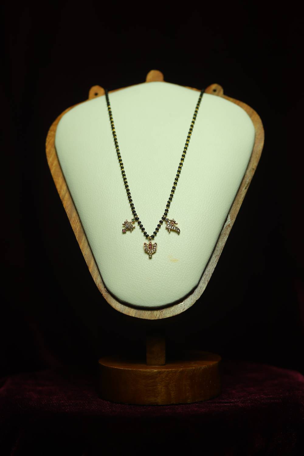 Premium CZ Lord Venkateswara Namalu Black Beads Necklace