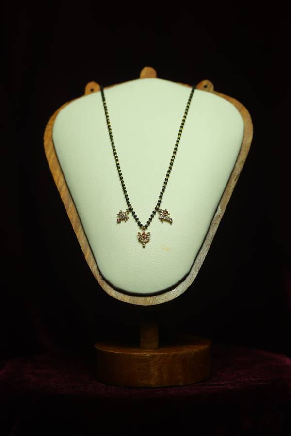 Premium CZ Lord Venkateswara Namalu Black Beads Necklace
