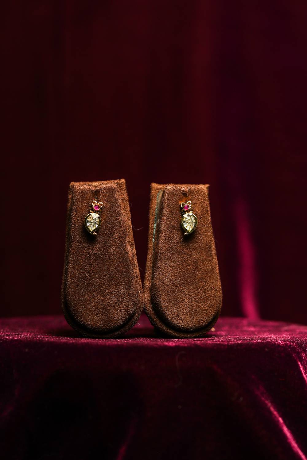Classic Paisley Gold-Tone Studs with Ruby Red Accents