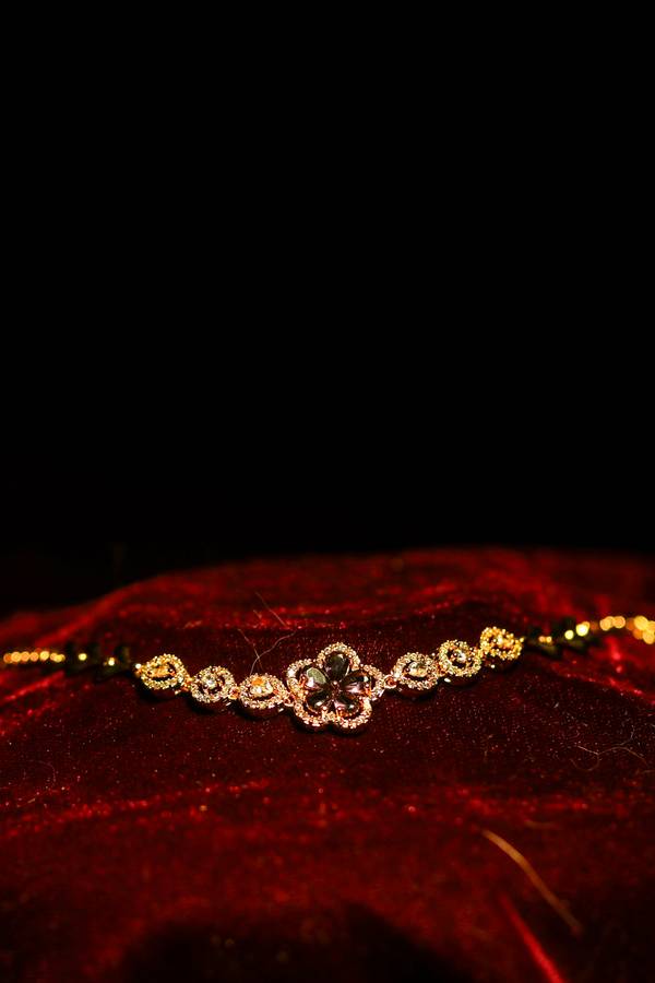Majestic Purple Crystal Floral Charm Bracelet with Pavé Borders